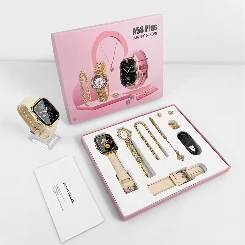 A58 plus smartwatch ladies golden chain luxury gift sets box smart watch for women