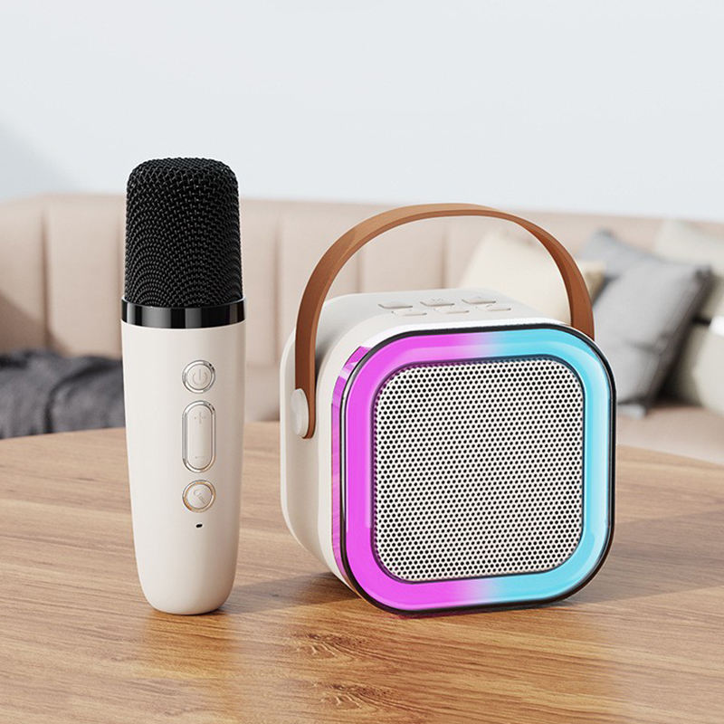 K12 New Arrival LED Portable Mini Wireless Speaker Mobile Music Bluetooth Karaoke Speakers with Mircophone